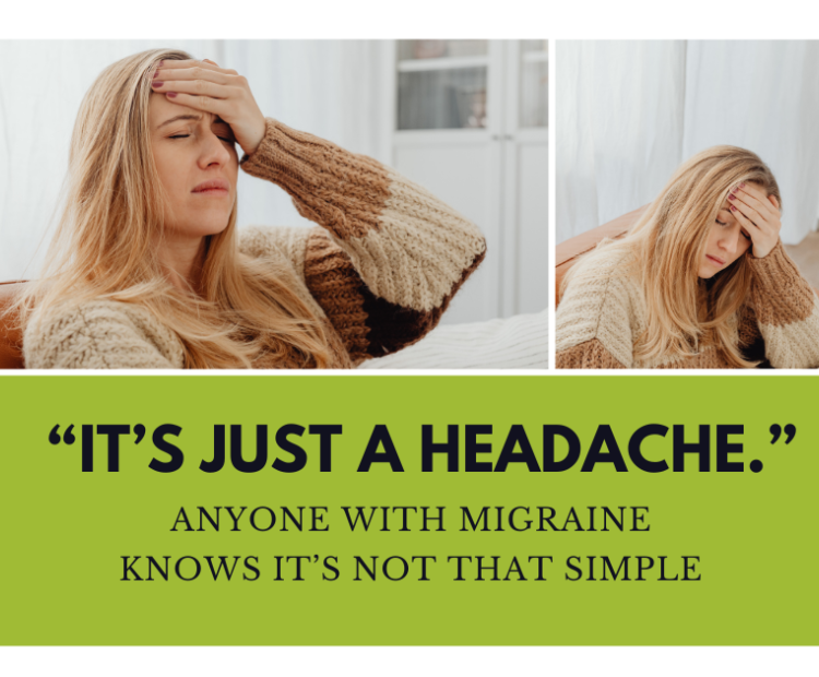 women holding head in pain