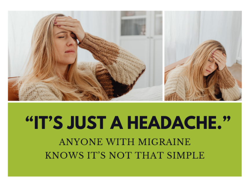 women holding head in pain